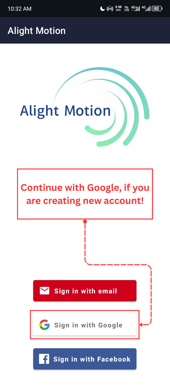 Step 3 Continue with google.