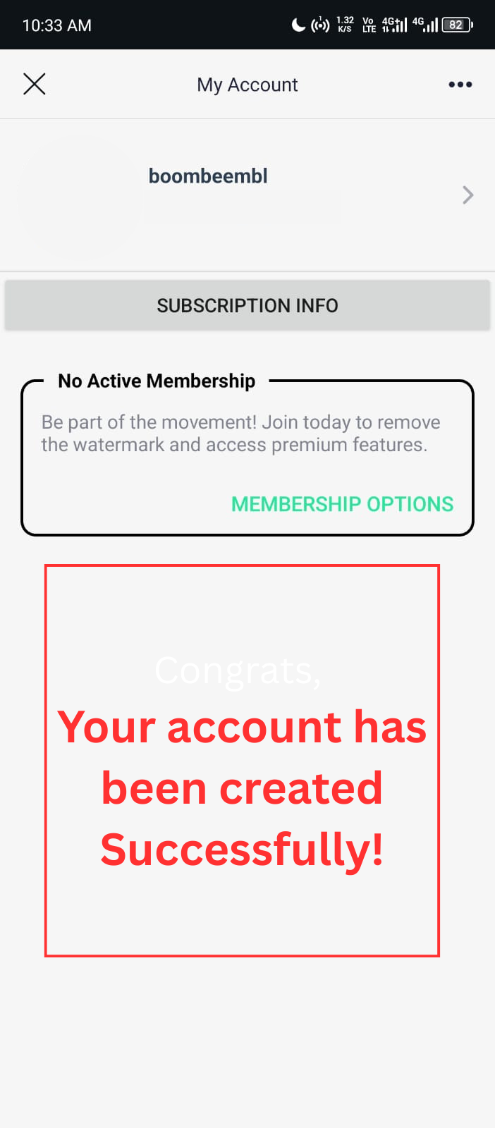 Step 5 Account created successfully